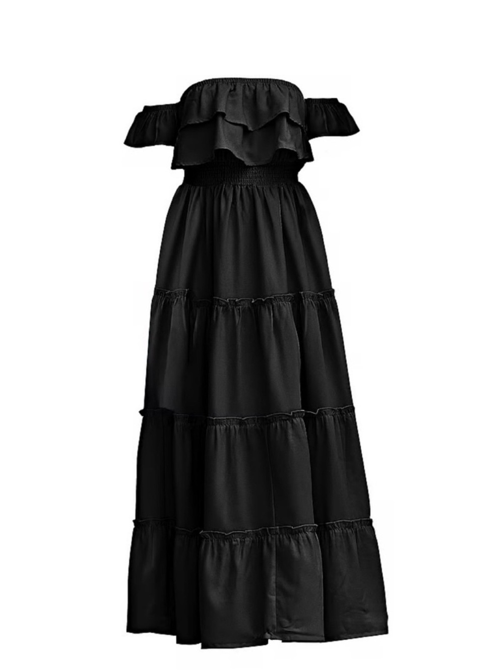 Lascana Off-Shoulder Ruffled Black Maxi Dress - Picture 2 of 8